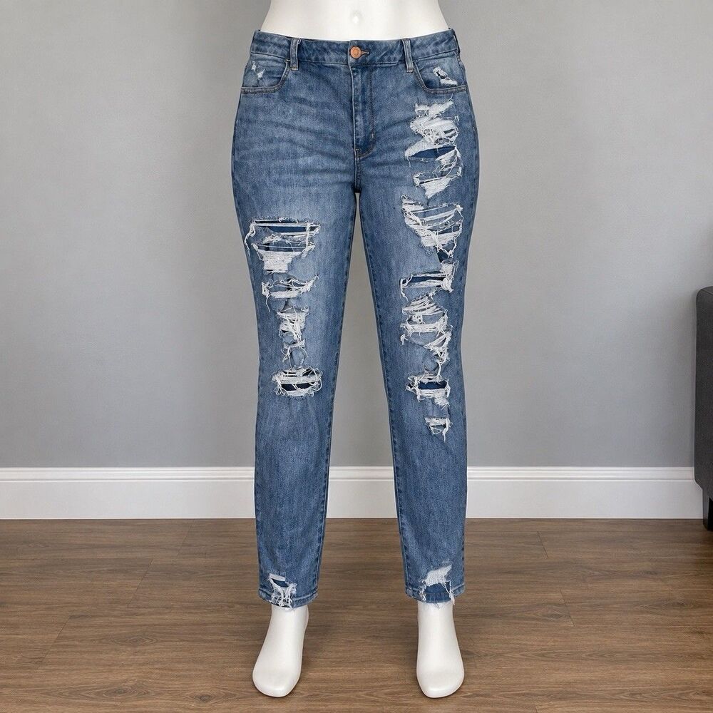 American Eagle Women 20 Curvy Hi Rise Ripped Distressed Jegging Jeans Y2K Grunge